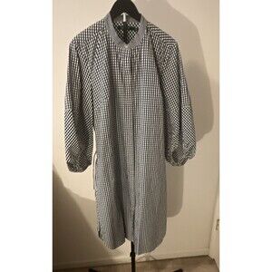 Lauren Ralph Lauren Black White Gingham Shirt Dress Collared Button 16